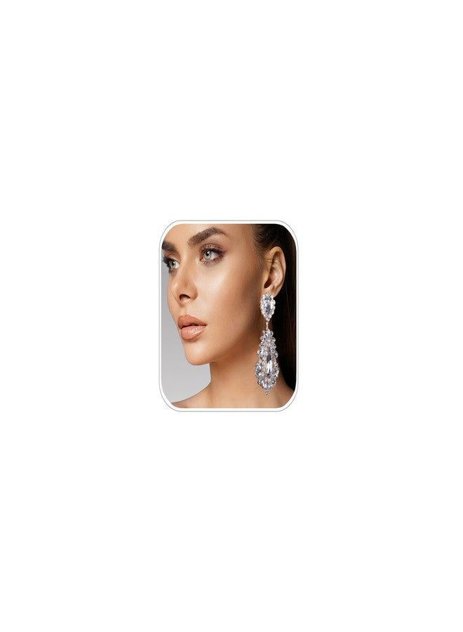 XSBODY Prom Drop Chandelier Earrings for Women Dangling Bling Hypoallergenic Large Rhinestone Earrings Formal Wedding Jewelry - Image 1